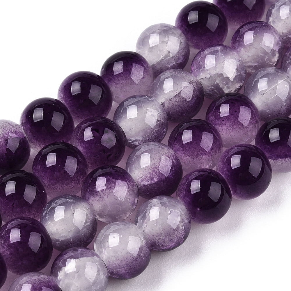 Baking Painted Imitation Jade Glass Beads Strands Two Tone Round Indigo 6mm Hole: 1.2mm about 147pcs/strand 31.10''(79cm)