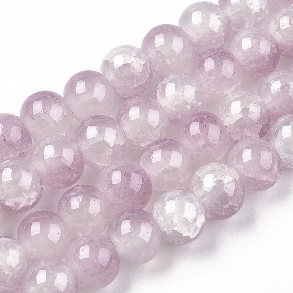 Crackle Baking Painted Imitation Jade Glass Beads Strands Two Tone Round Plum 6mm Hole: 1.2mm about 147pcs/strand 31.10''(79cm)