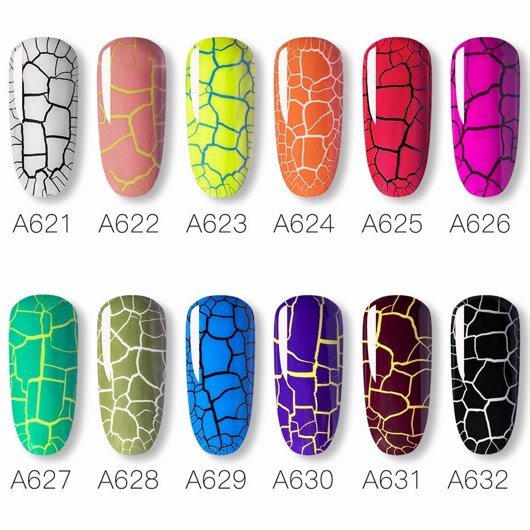 Crackle Gel Nail Polish,Durable Long-Lasting Nail Art With 12 Color,Glow Effect and Crackle Nail Polish Manicure Kit for Salon and Home Use,Nails Gel Manicure Kit For Women Ideals