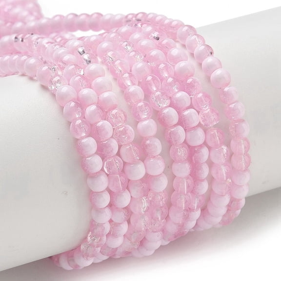Glass Beads Strands Rondelle Flamingo 4.5mm Hole: 0.7mm