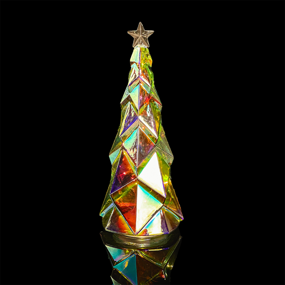 Kanstar LED Globe Light, Crackle Glass, Christmas Tree Pattern, Bedroom Decor, Multicolor, 8", 1-Count