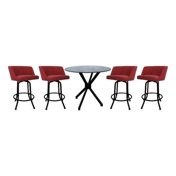 Crackle Glass Metal Pub Set 26" Swivel Counter Stools Joey Ruby - Black