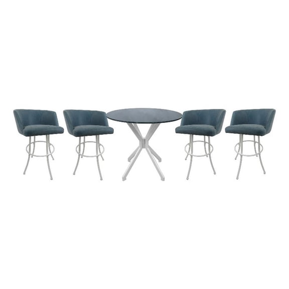 Crackle Glass Metal Pub Set 26" Swivel Counter Stools Joey Topaz - White