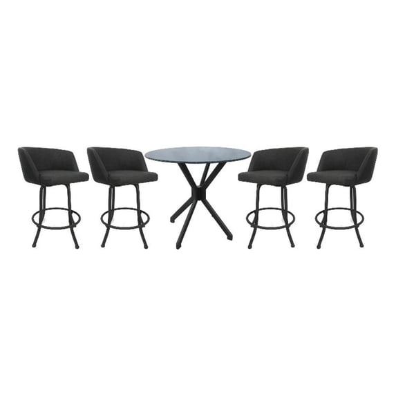 Crackle Glass Metal Pub Set 30" Swivel Bar Stools Joey Moonstone - Grey