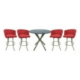 thumbnail image 1 of Crackle Glass Metal Pub Set 30" Swivel Bar Stools Joey Ruby - Beige, 1 of 3
