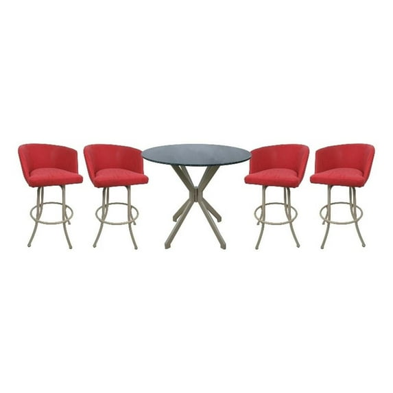 Crackle Glass Metal Pub Set 30" Swivel Bar Stools Joey Ruby - Beige