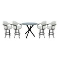 thumbnail image 1 of Crackle Glass Metal Pub Set - 30" Swivel Bar Stools M-70 - White Vinyl - Black, 1 of 4