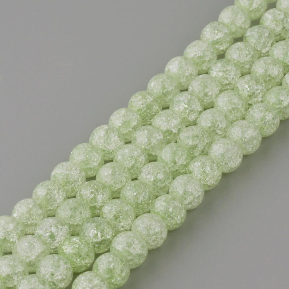 Crackle Quartz Beads Strands Round Dyed Green Yellow 6mm Hole: 1mm 69pcs/strand 15~15.3 inch