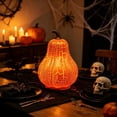 thumbnail image 1 of Crackle Texture Lighted Pumpkin Gourd Tabletop Lamp, Orange Glowing Pumpkin Figurine, Warm LED Fall Harvest Decor Light for Dining Table Mantel Shelf Thanksgiving Halloween Indoor Home Decor, 1 of 6
