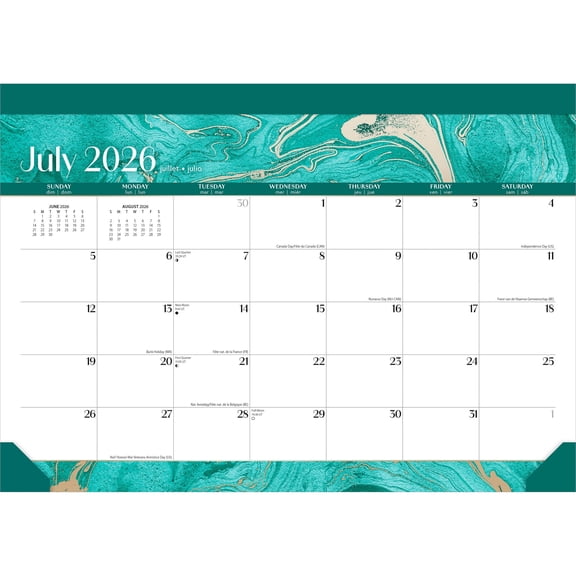 Crackled Blush | 2027 14x10" 18 Months Desk Pad Calendar | July 2026 - December 2027