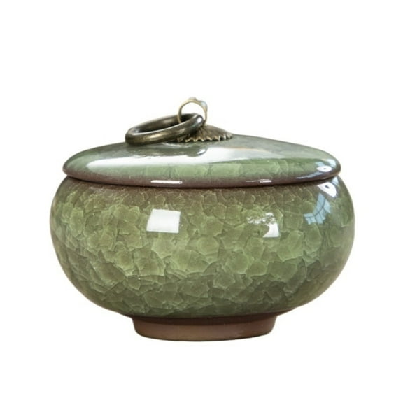 Crackled Ceramic Butter Dish Household Portable Tea Organiser with Lid
