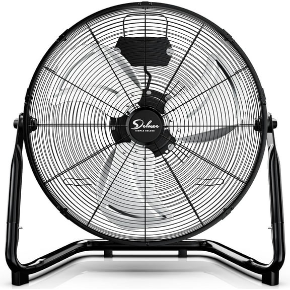 Cradle Floor Fan, 12 Inch 3-Speed High Velocity, 230 Degree Adjustable Tilt, All-Metal, Carry Handle, Rubber Feet,Ideal for Home, Bedroom & Office,