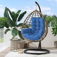 thumbnail image 1 of Cradle Hanging Chair Cushion for Outdoor - Thicken Waterproof Egg Chair Cushion Replacement, 47x23.6 Inch High Back Swing Hammock Chair Cushion for Indoor Outdoor Patio Garden (Blue), 1 of 8