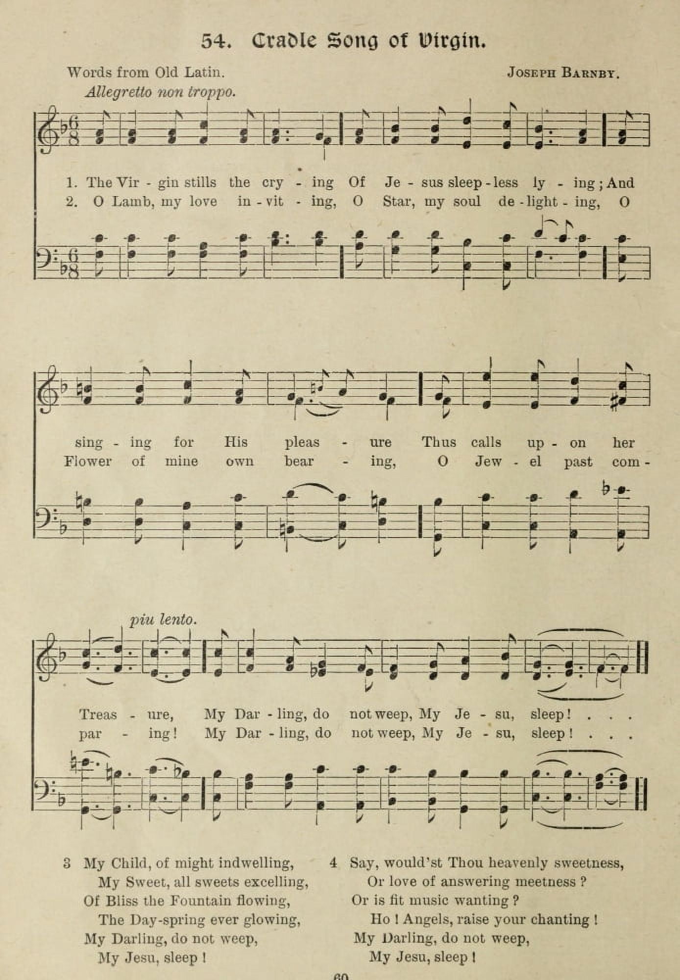 Cradle Song of Virgin Gems of Christmas Song 1910 Canvas Art - (24 x 36)