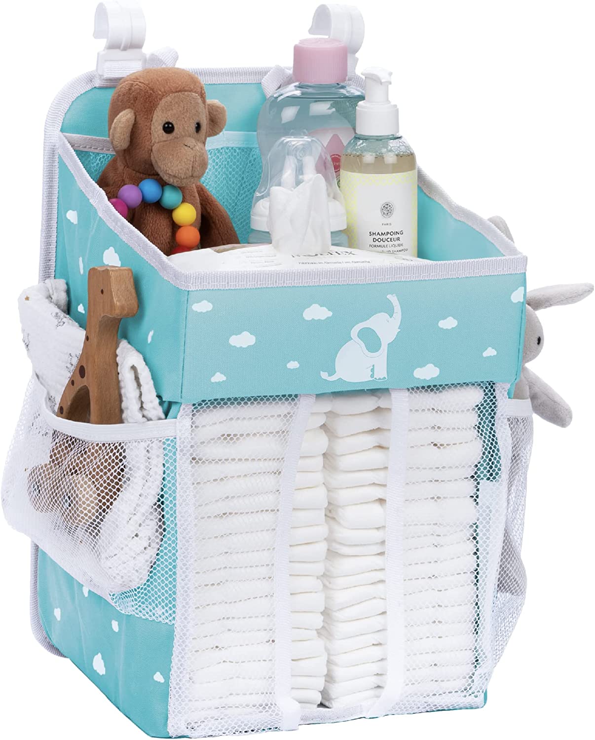 Cradle Star Diaper Caddy, Changing Table Baby Organizer, Hang on Crib, Multiple Pockets Blue