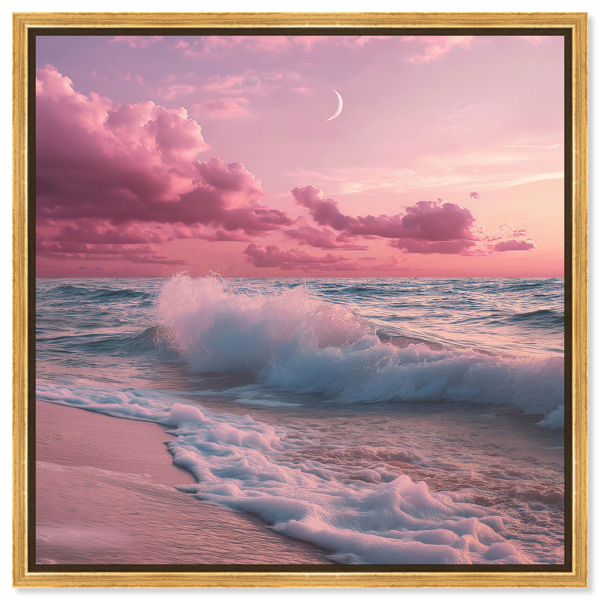 Cradle of the Waves Canvas Glam Beach Art by Art Remedy, Gold Frame, 24 ...