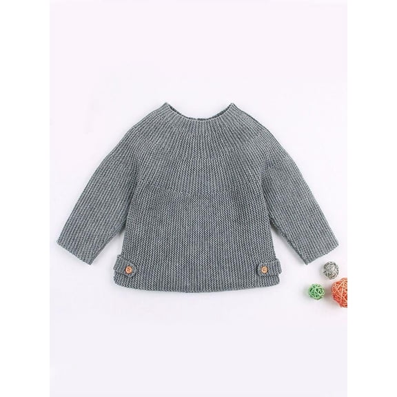 CradlePlanet Baby Toddler Girl Winter Warm Gray Sweater Cardigan Pullover