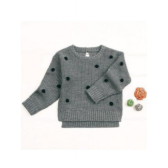 CradlePlanet Baby Toddler Girls Gray Polka Dot Winter Gray Sweater Pullover Cardigan
