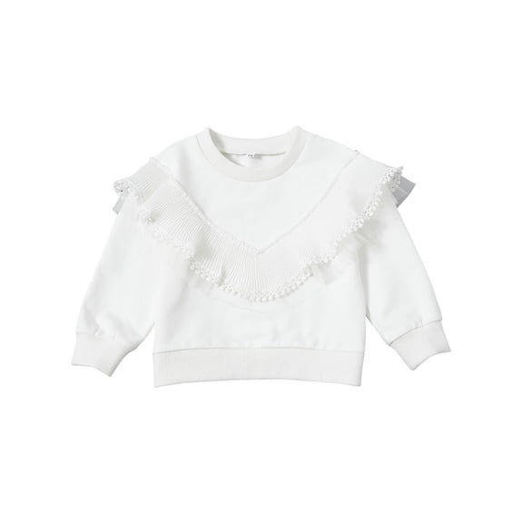 CradlePlanet Infant Toddler Girls White Screw Collar Pullover Top