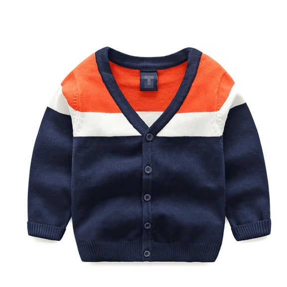 CradlePlanet Toddler Boys Winter Warm Cardigan Blue Sweater Pullover