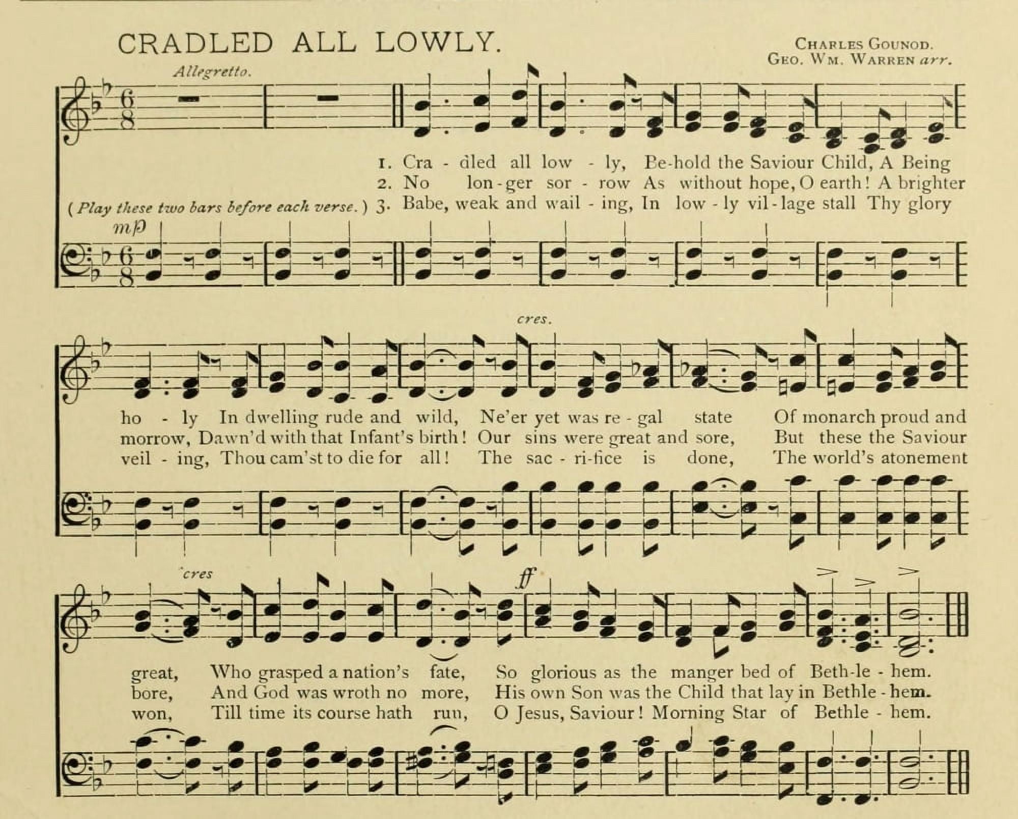 Cradled All Lowly Gounod Christmas Songs 1891 Canvas Art - (24 x 36)