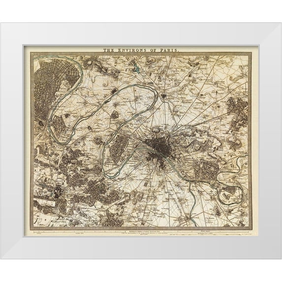 Cradock 24x20 White Modern Wood Framed Museum Art Print Titled - Paris France - Cradock 1832