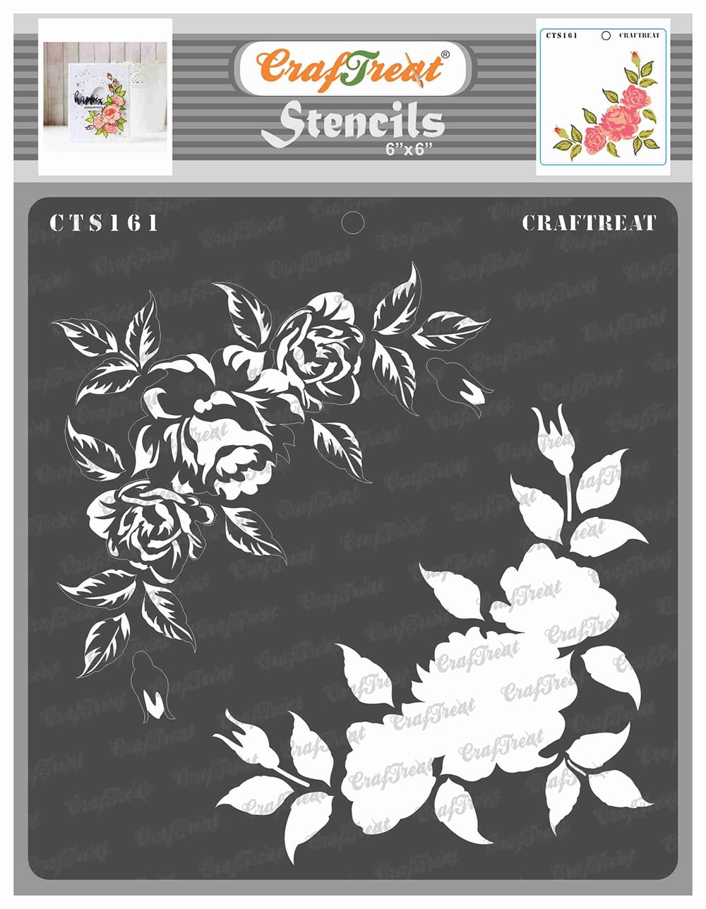 CrafTreat 2 Step Rose Corner Stencil for Painting and Crafting - 6"x6 ...