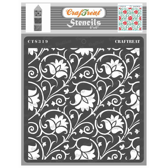 CrafTreat Arabesque Pattern Stencil for Painting and Crafting - 6"x6"