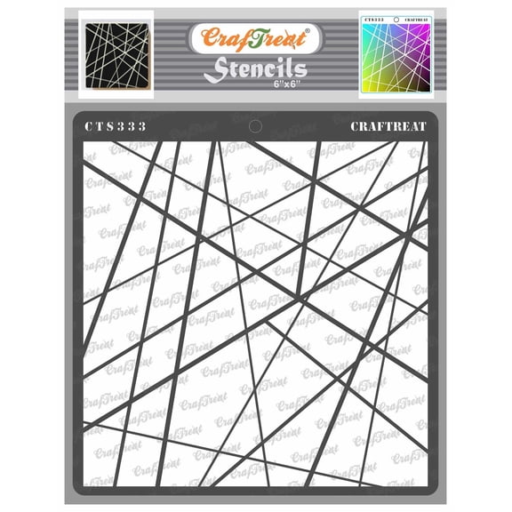 CrafTreat Asymmetrical Lines Stencil for Painting and Crafting - 6"x6"