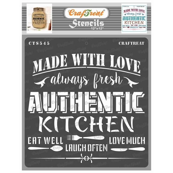 CrafTreat Authentic Kitchen Stencil for Painting and Crafting - 12"x12"