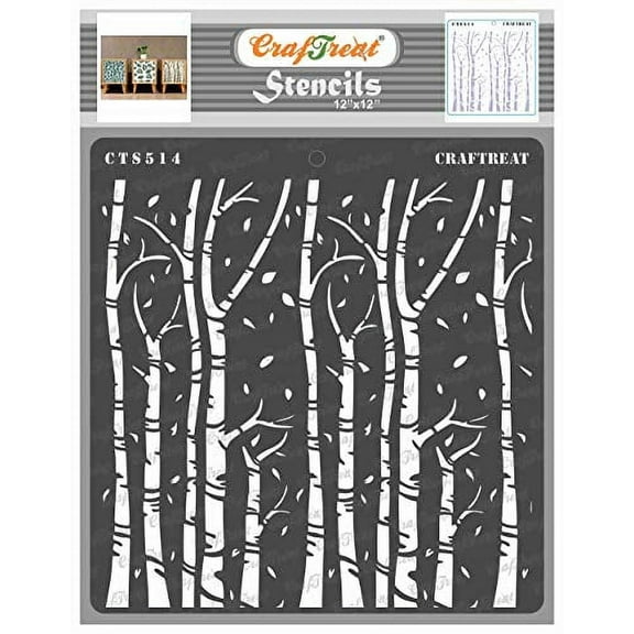 CrafTreat Autumn Trees Background Stencil for Painting - 12"x12"
