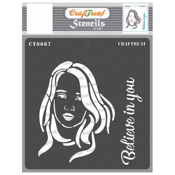 CrafTreat Be Strong Woman Stencil for Journaling and Crafting - 4"x8"