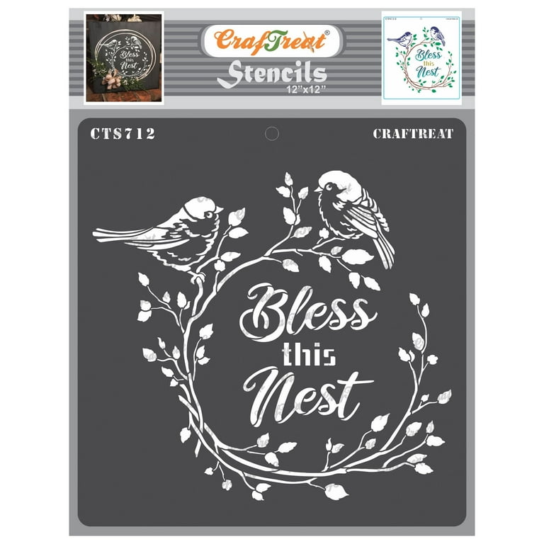 CrafTreat Bless this Nest Stencil for Painting and Crafting - 12x12 