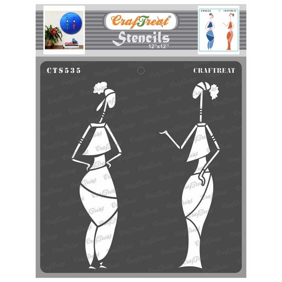 CrafTreat Chatting Tribal Woman Stencil for Painting and Crafting - 12"x12"