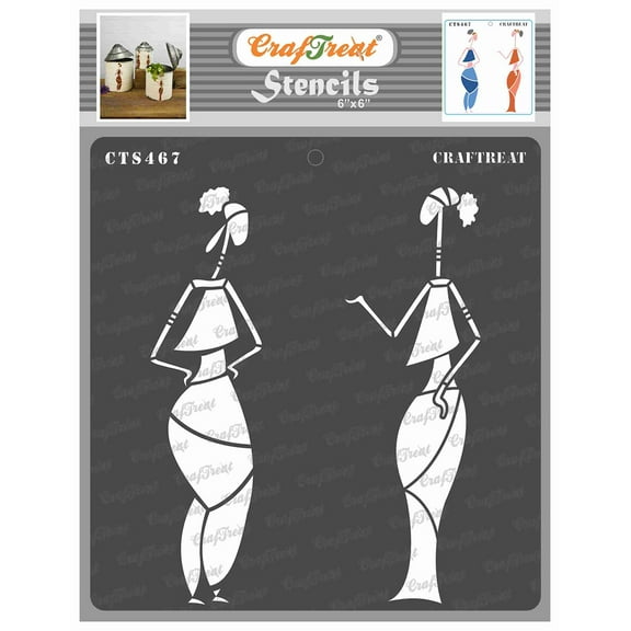 CrafTreat Chatting Tribal Woman Stencil for Painting and Crafting - 6"x6"