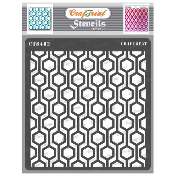 CrafTreat Connected Hexagon Stencil for Painting and Crafting - 12"x12"