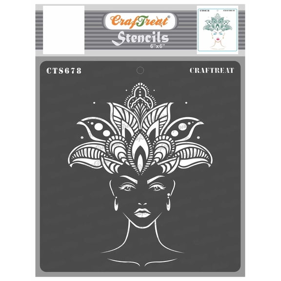 CrafTreat Crown Princess Stencil for Painting and Crafting - 6"x6"