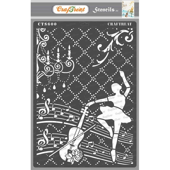 CrafTreat Dance to Music A4 Stencil for Painting and Crafting - 8.3"x11.7" (A4)