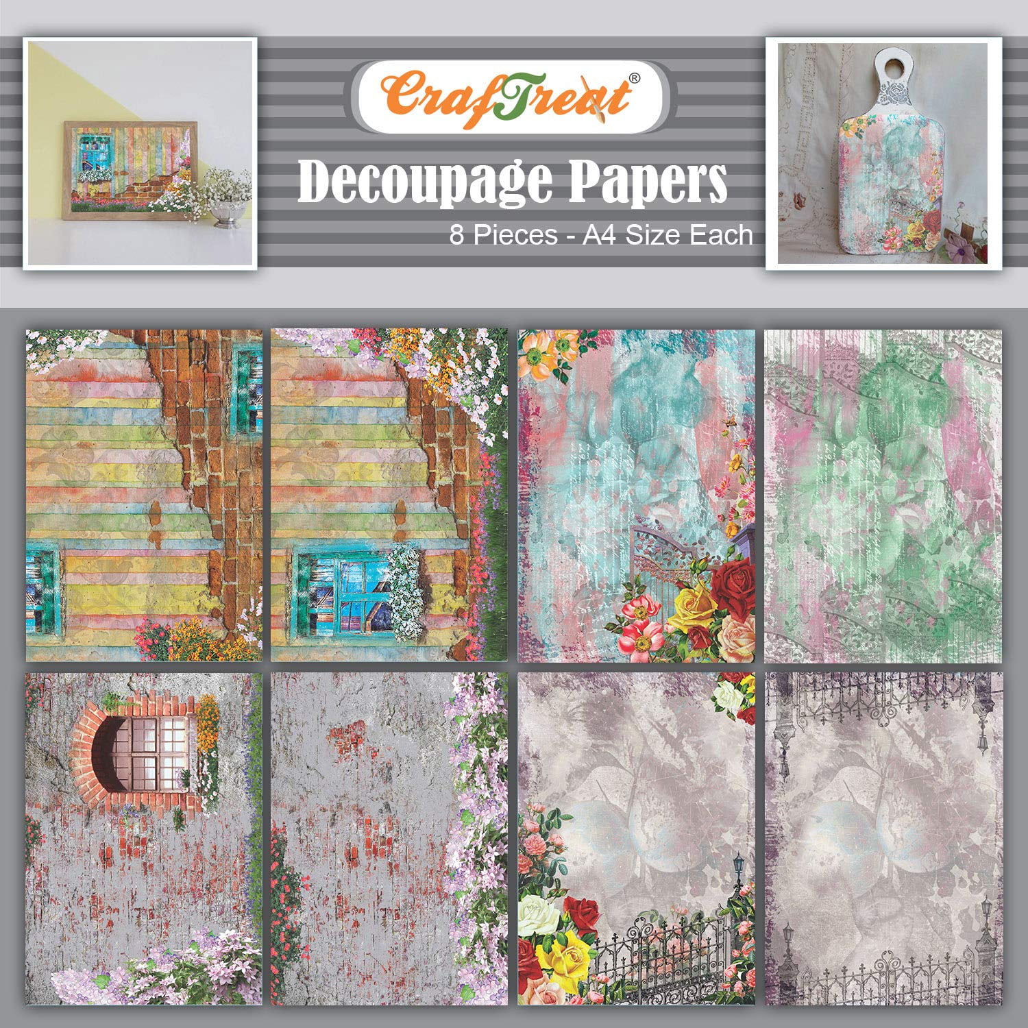CrafTreat Decoupage Paper for YPF5 Crafts and Furniture Vintage and