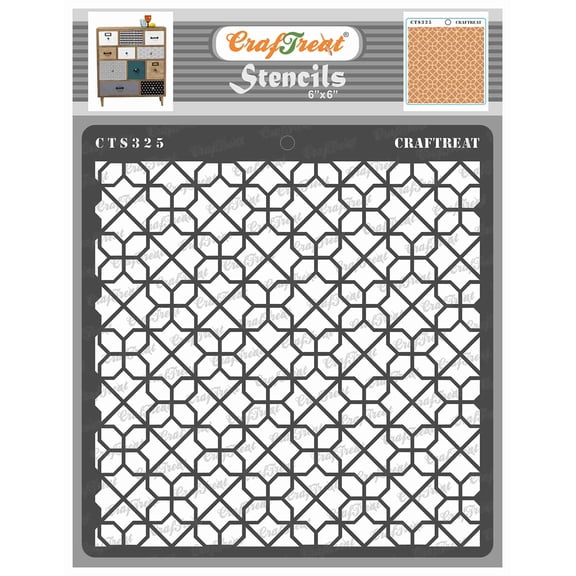 CrafTreat Diamond Tile Stencil for Painting and Crafting - 6"x6"