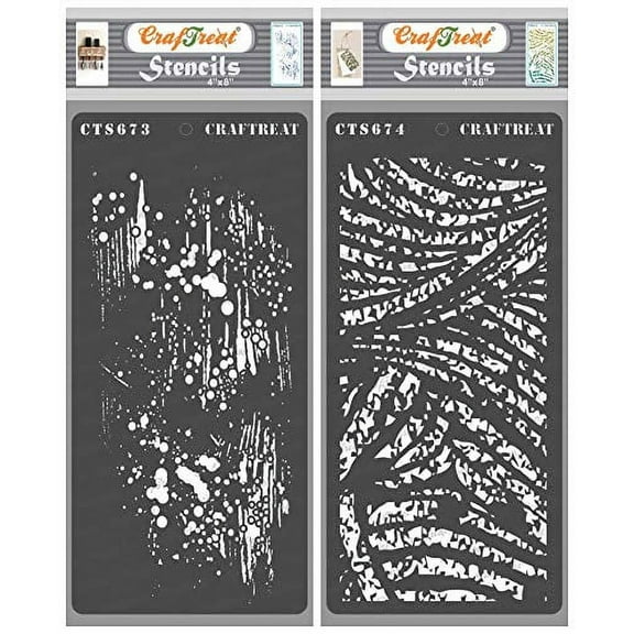 CrafTreat Distressed Paint and Distressed Swirls Stencil for Painting - 2 Pcs - 4"x8" Each