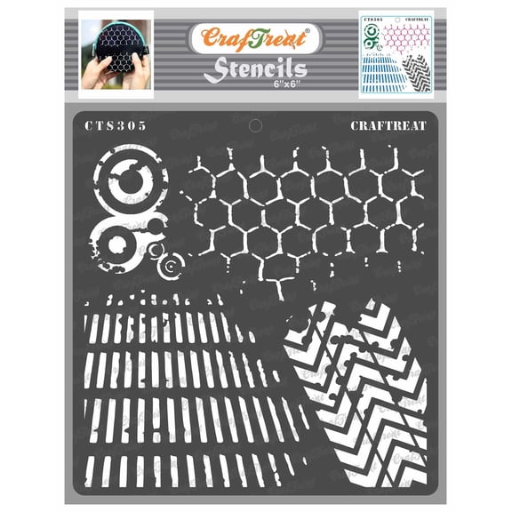 CrafTreat Distressed Patterns 2 Stencil for Painting and Crafting - 6"x6"