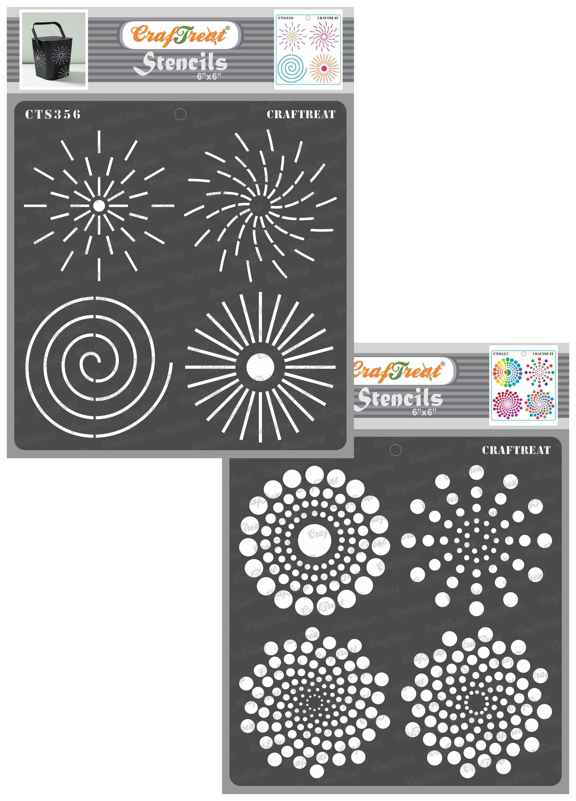 CrafTreat Mandala Stencils for Painting on Wood, Canvas, Paper, Fabric, Floor, Wall and Tile - Mandala 2 - 6x6 Inches - Reusable DIY Art and Craft