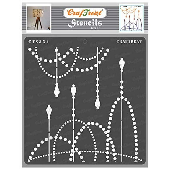 CrafTreat Dot Stencils for Painting on Wood, Canvas, Paper, Fabric, Floor, Wall and Tile - String of Lights - 6x6 Inches - Reusable DIY Art and Craft Stencils - Swag Stencils