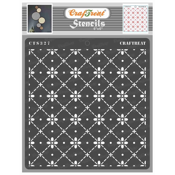 CrafTreat Dots Diamond Flower Stencil for Painting and Crafting - 6"x6"