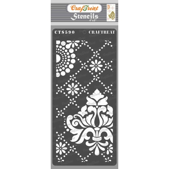 CrafTreat Dots and Damask Stencil for Painting and Crafting - 4"x8"