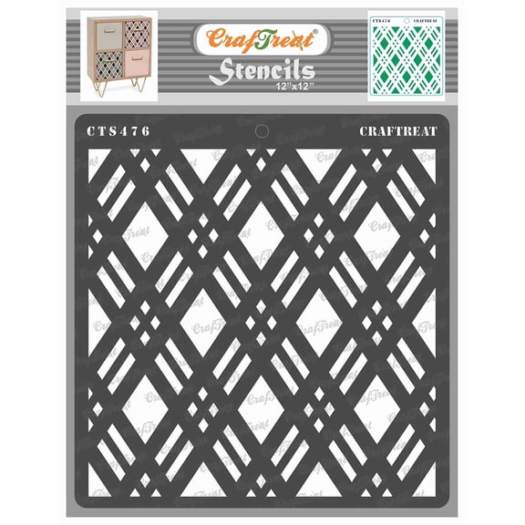 CrafTreat Double Diamond Stencil for Painting and Crafting - 12"x12"