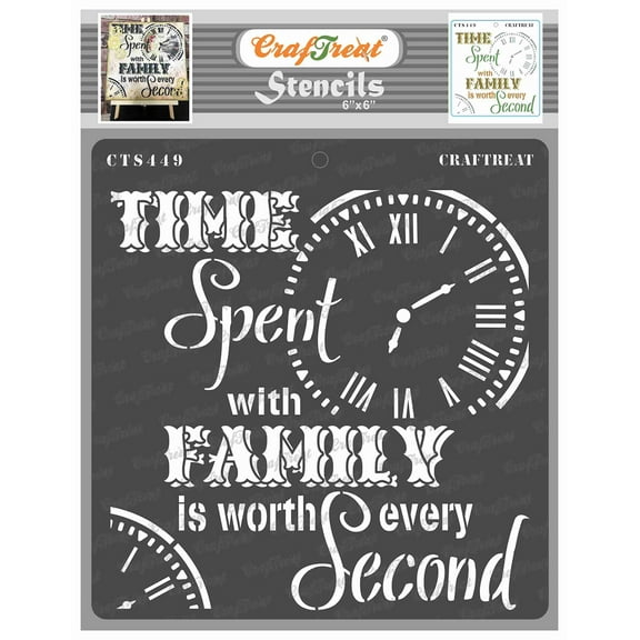 CrafTreat Family Time Stencil for Painting and Crafting - 6"x6"