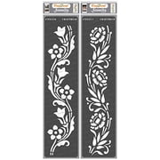 CrafTreat Floral Border Stencils for Painting on Wood, Canvas, Paper, Fabric, Floor, Wall and Tile - Border12 and Border13 - 2 Pcs - 3x12 Inches Each - Reusable DIY Art and Craft Stencils for Borders