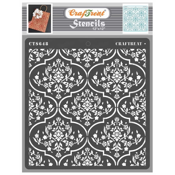 CrafTreat Floral Trellis Stencil for Painting and Crafting - 12"x12"
